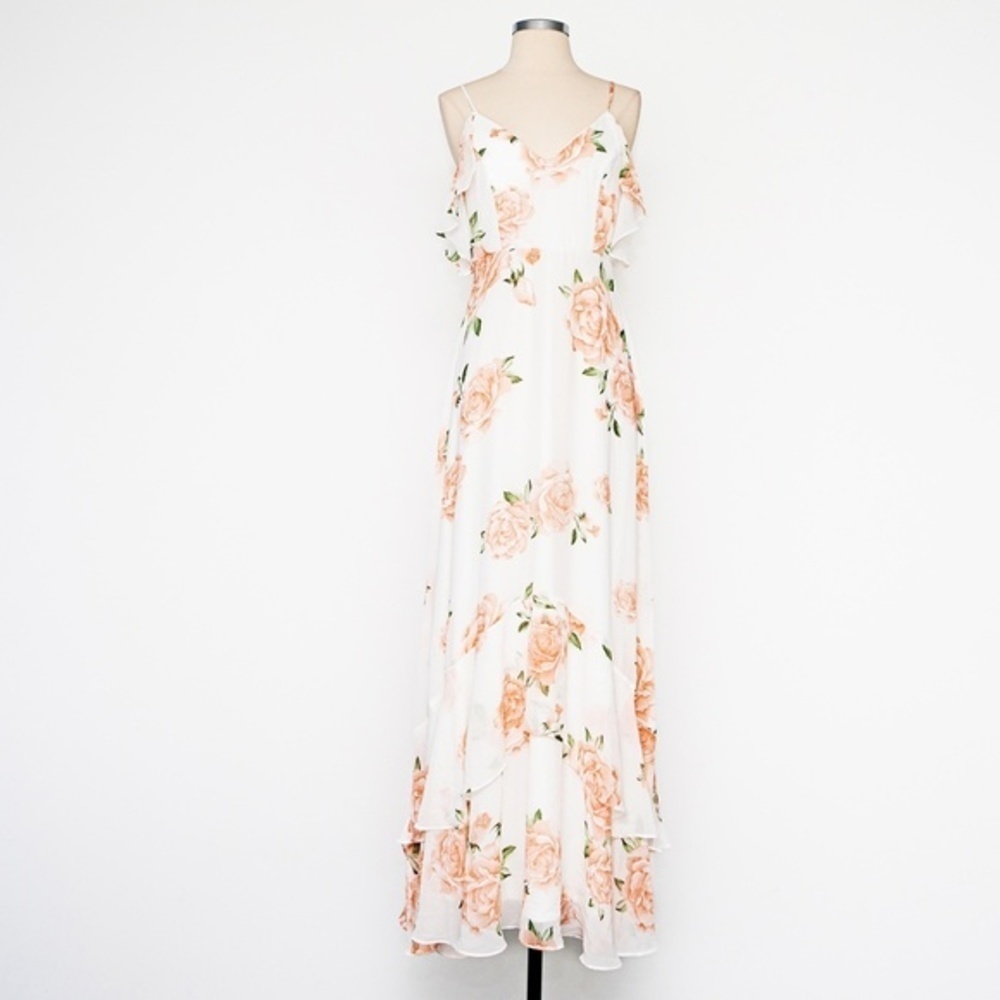 Lulu's White Maxi Dress with Blush Floral Print - Picture 2 of 12